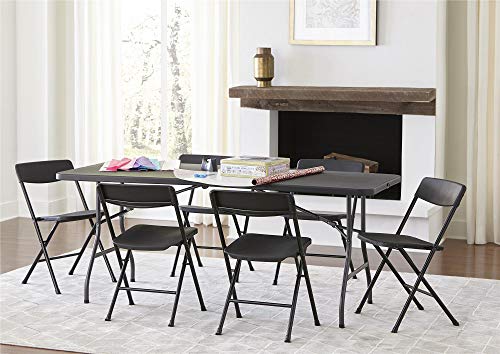 COSCO 6 ft. Fold-in-Half Banquet Table w/Handle, Black