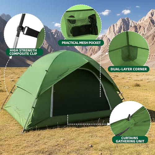 Camping Tent for 2 Person, 4 Person, 6 Person - Waterproof Two Person Tents for Camping, Small Easy Up Tent for Family, Ou...
