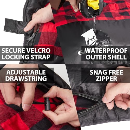 GEERTOP Flannel Sleeping Bags for Adults Big & Tall People Portable Cold Weather Envelope XXL All Seasons Camping Sleeping...