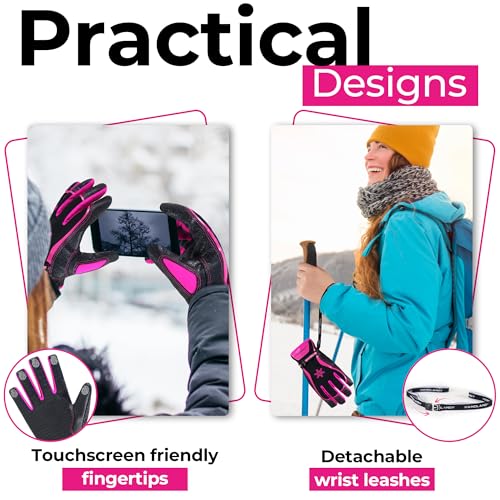 HANDLANDY Winter Work Gloves for Men Women, 3M Thinsulate Insulated Thermal Waterproof Skiing Hiking Cold Weather Gloves
