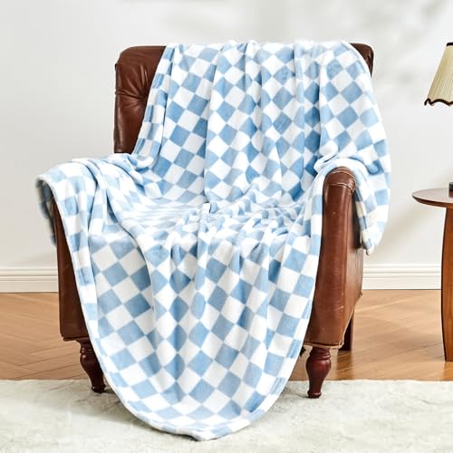 Edenleaf Checkered Blanket Flannel Throw Blankets Soft Cozy Checkered Grid Print Chessboard Gingham Pattern Throws for Bed...