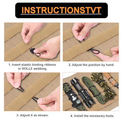 ManTangSun 15PCS Tactical Bag Molle Attachment,3 Sizes Elastic Molle Webbing Binding Ribbons, Molle Backpack Attachments f...