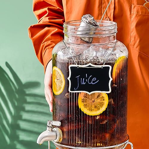 Mapeoes 1.5 Gallon Glass Drink Dispenser with Spigot, Large Glass Juice Beverage Water Jar for Party and Summer Fridge, Wi...