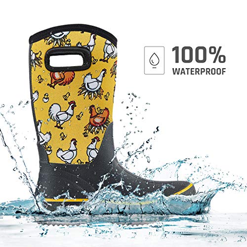 HISEA Women Mud Boots, Neoprene Rubber Garden Shoes Waterproof Mid Calf Rain Boots for Outdoor