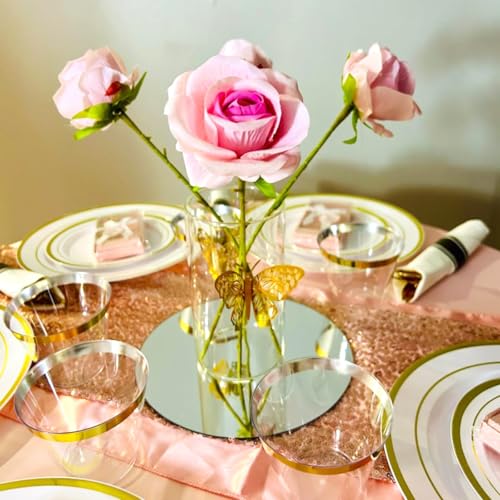 16Pack Round Mirror Plates for Centerpieces Tables, 6inch Mirror Trays Circle Mirror Plates for Tables Decoration, Circula...
