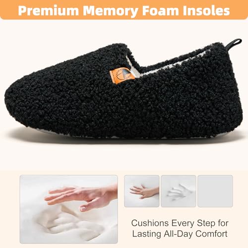 House Slippers for Women Men Lightweight Memory Foam House Shoes Warm Closed Back Slippers with Soft Fleece for Indoor Out...