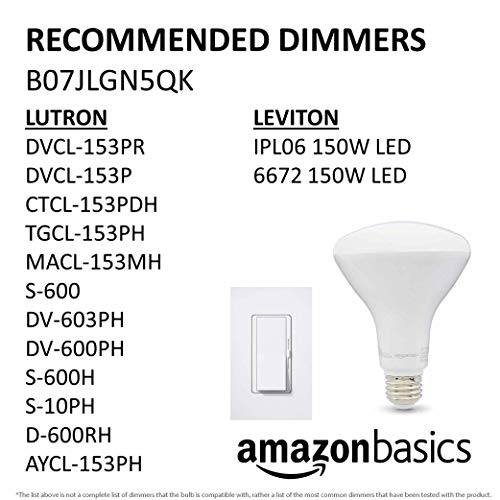 Amazon Basics BR30 LED Light Bulb, 65 Watt Equivalent, Energy Efficient 11W, E26 Standard Base, Soft White 2700K, Dimmable, 10,000 Hour Lifetime , 16-Pack