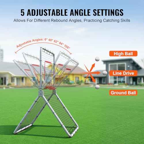 VEVOR Baseball and Softball Rebounder Net, PitchBack Baseball Pitching Nest, 3-Way Baseball, Softball Pitchback Net, Fielding Trainer, Bounce Back Net for Fielding/Throwing Practice