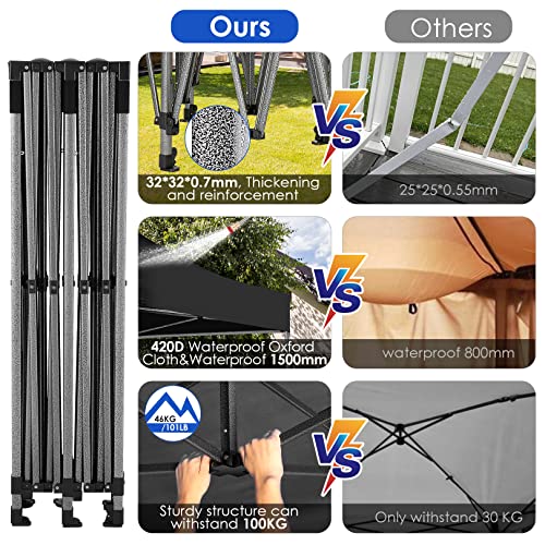 COBIZI 10x20 Heavy Duty Pop up Canopy Tent with 6 sidewalls Easy Up Commercial Outdoor Canopy Wedding Party Tents for Part...