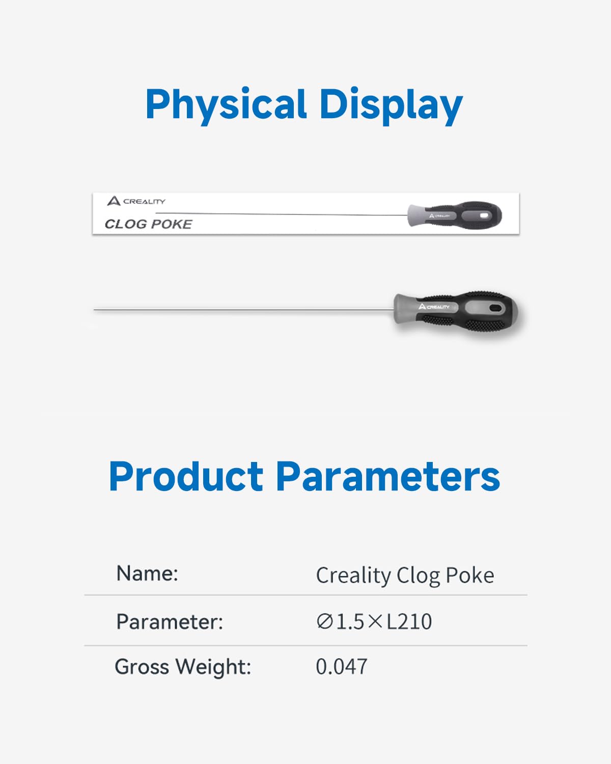 Creality Official Clog Poke, 0.4mm Needles Cleaner Perfect for Any 1.75mm 3D Printer Nozzle Cleaning Kit Stainless Steel with Soft Rubber Handle