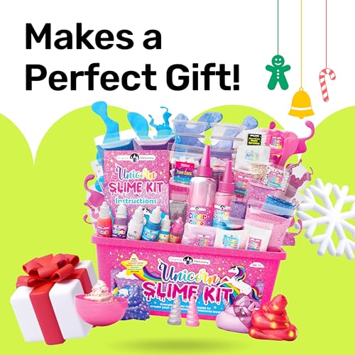 Original Stationery Unicorn Glow-in-The-Dark Slime Kit for Girls Ages 7–12, DIY Slime Making Set with 25+ Mix-Ins & Activa...