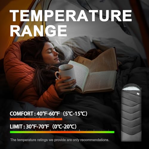 TANSTRIDER Sleeping Bags for Adults Cold Weather & Warm,Backpacking Camping Sleeping Bag for Tall Girls Boys,Lightweight,C...