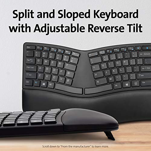 Kensington Pro Fit Ergonomic Wireless Keyboard, Bluetooth - Black (K75401US)
