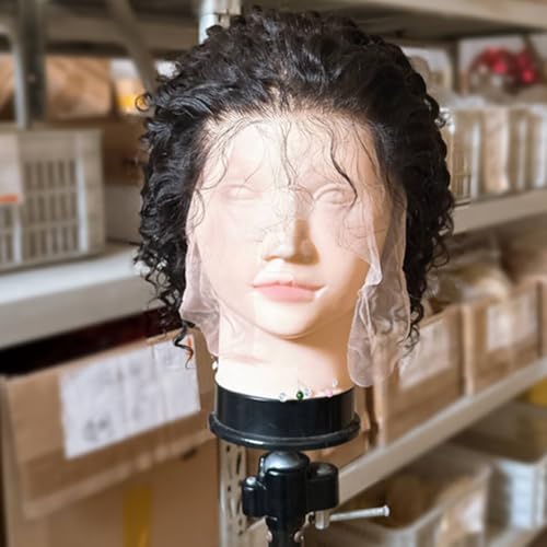 Hair Full Lace Wigs Human Hair Wet Curly Full Lace Human Hair Wigs for Women Deep Wave HD Transparent Pre Plucked Bleached Knots With Baby Hair 7 Inch