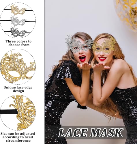 WLLHYF 3 Pcs Adult Masquerade Mask Mysterious Fun Lace Masks for Couples Women Man Lace Headpiece Disguise for Costumes