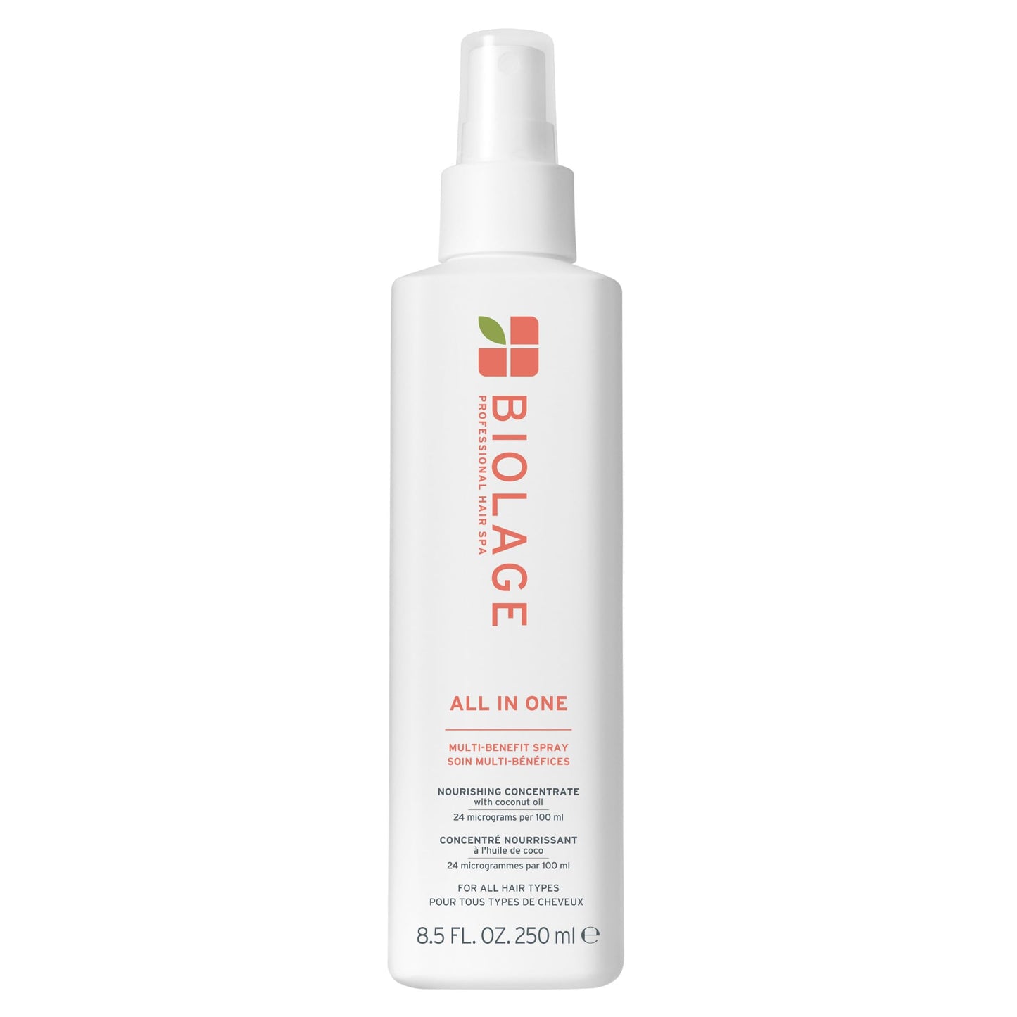 BIOLAGE All-In-One Multi-Benefit Spray - Leave-In Treatment, Heat Protectant, Shine, Frizz Control, For All Hair Types, Coconut