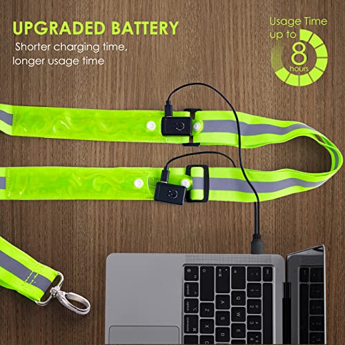 Todoxi LED Belt Reflective Sash for Walking at Night, High Visibility Adjustable Night Running Safety Gear Rechargeable LE...