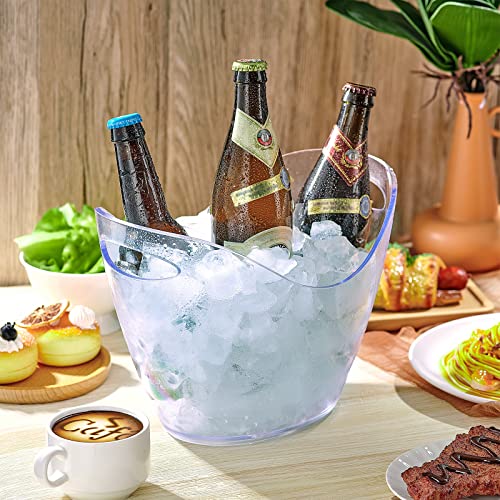 Cunhill 24 Pieces Plastic Clear Ice Bucket with Scoops Clear Acrylic Ice Tub Plastic Wine Bucket Party Beverage Chiller Bi...