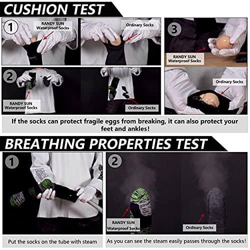 RANDY SUN Waterproof Breathable Socks, [SGS Certified] Unisex Novelty Skiing Trekking Hiking Wading Trail Socks