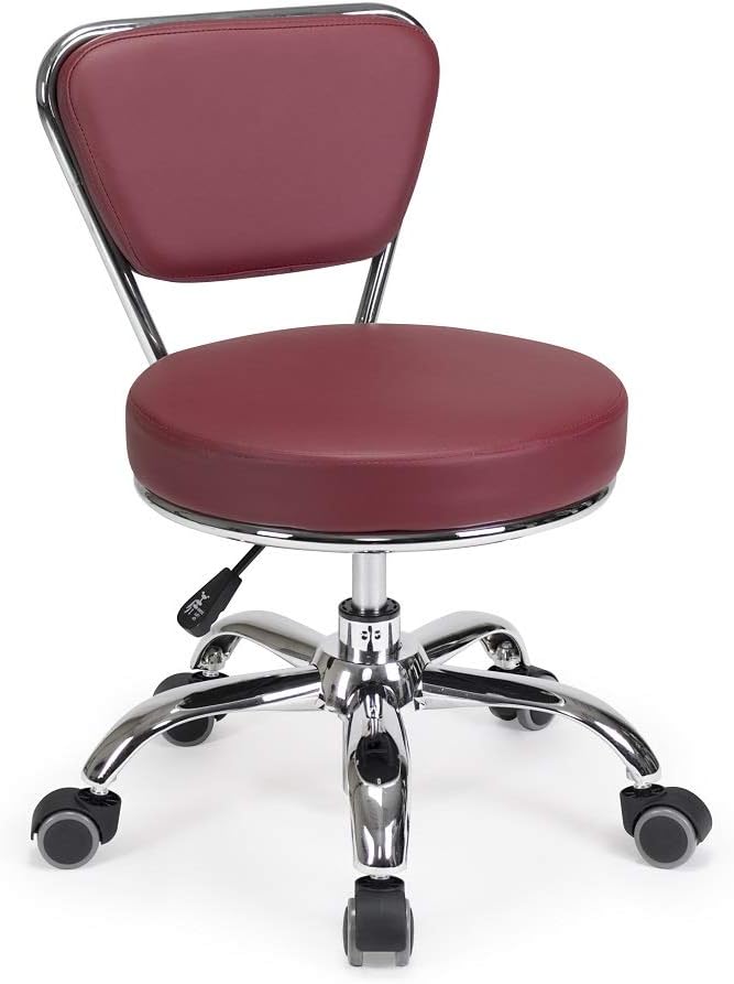 MAYAKOBA Dayton Garage Rolling Seat (Red) Pneumatic, Short Stool with Adjustable Height 13"-15", Perfect for Garage Task, Home Cleaning, Bathroom Short Seat, Technician Task