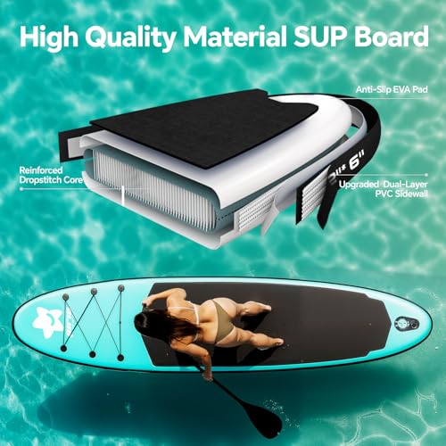 (Extra Large) Inflatable Paddle Board, SUP for 2+1 People/Family, Stand Up Paddle Board with (Beginner Friendly) StabilTra...