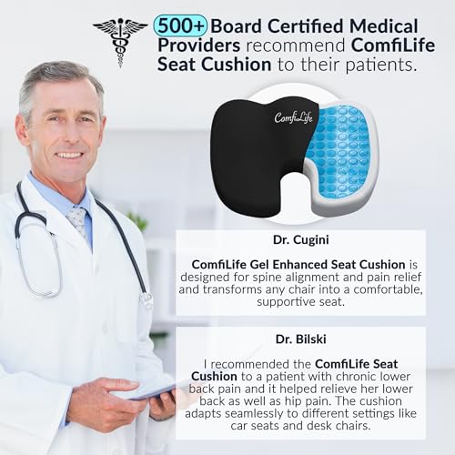 ComfiLife Premium Gel & Memory Foam Seat Cushion – Doctor Recommended Office Chair Cushion, Car Seat Cushion – Chair Cushi...