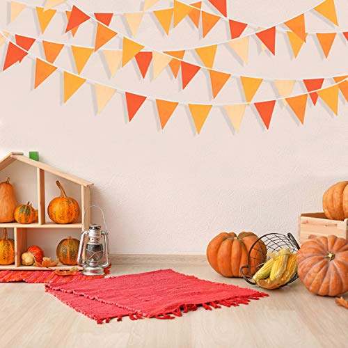 10M/32Ft Triangle Flag Fabric Banner Cotton Pennant Garland Cloth Bunting for Fall Decor Autumn Wedding Birthday Party Tha...
