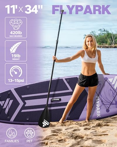 Flypark Couple Bundles｜11'x34''x6'' Extra Wide Inflatable Stand Up Paddle Boards, All Accessories+2, 116L Backpack, Should...