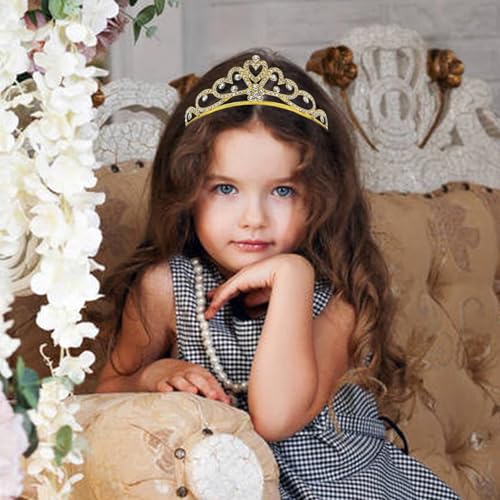inSowni 8 Pieces Gold Metal Dazzling Rhinestone Princess Tiara Crown Headbands Wedding Birthday Party Prom Headpieces for ...