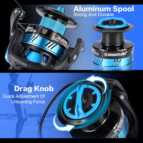 Sougayilang Surf Fishing Rod and Reel Combo, 4 Piece MH/H Saltwater Fishing Combo with 5000 Size Spinning Reel(12'/15')