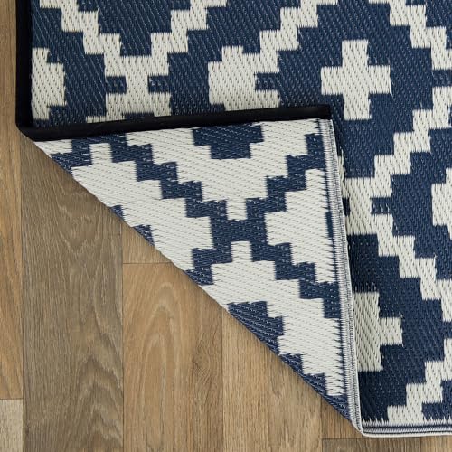 Rugshop Maui Contemporary Geometric Reversible Crease-Free Waterproof Premium Recycled Plastic Outdoor Rugs for Patio,Back...