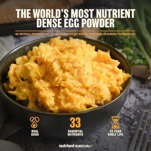 70 Egg Equivalent Nutrient Survival Vitamin Powdered Eggs Blend, Freeze Dried Prepper Supplies & Emergency Food Supply, 33...