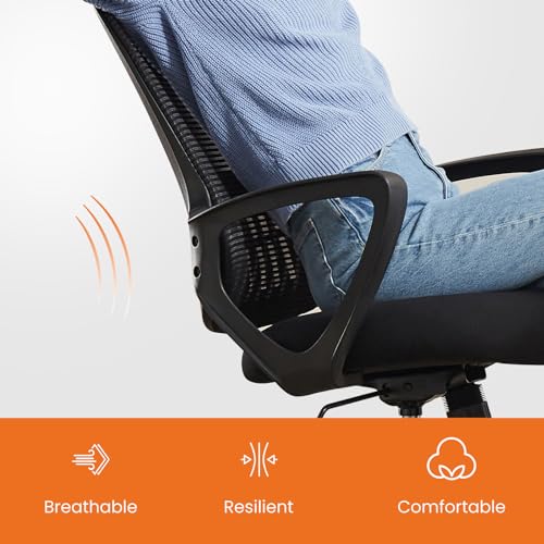 Sweetcrispy Ergonomic Mid-Back Mesh Home Office Desk Chair with Wheels, Lumbar Support, and Comfortable Armrests for Home,...