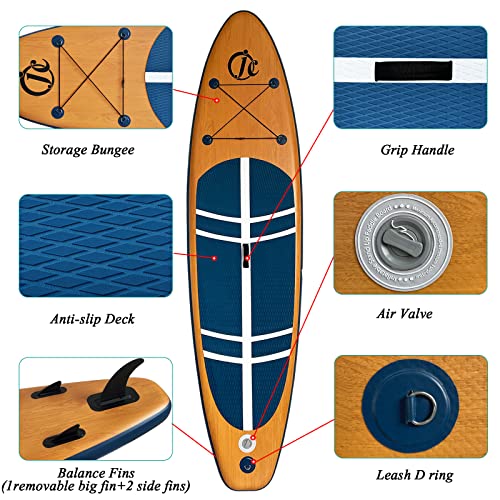 JC-ATHLETICS Inflatable Stand Up Paddle Board (6 Inches Thick), ISUP Package W/Premium SUP Accessories & Backpack, Non-Sli...