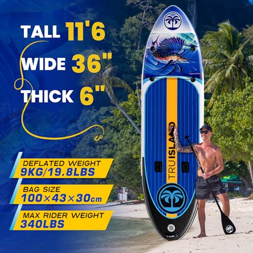 TRUISLAND Inflatable Paddle Board, Stand Up Paddle Board with Backpack, Non-Slip Thickened Deckpad, Waterproof Phone Case,...