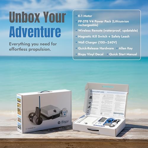 Bixpy K-1 Outboard Motor Kit – Includes K1 Kayak Motor, Wireless Remote & Quick- Release Mount | Ultra-Light Kayak Motor f...