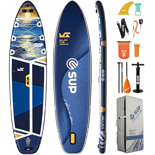 ESUP 11'6"x35" Extra Wide Inflatable Paddle Board, Big Size Stand up Paddleboards for 450lb/3 People/Family/Beginner/Yoga,...