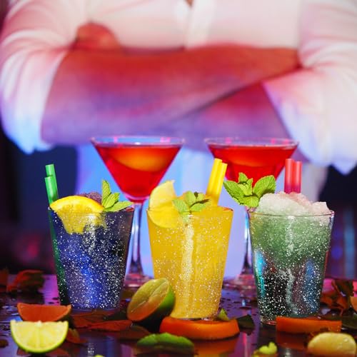 HKACSTHI 25 Pieces 9oz Plastic Cups Disposable Glitter Wine Glasses Clear Plastic Tumblers Dessert Cups Drinking Cups for ...
