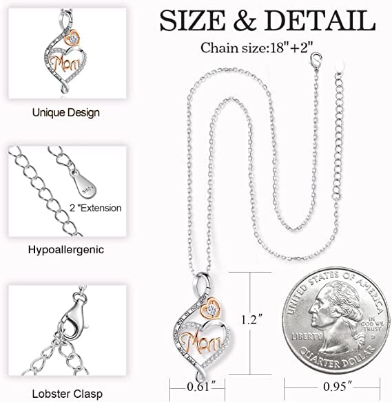 BFF&UNICORN Gifts for Mom, Silver Heart Infinity Necklaces for Women Wife,Birthday Mothers Day Jewelry Gifts for Mom from Daughter Son