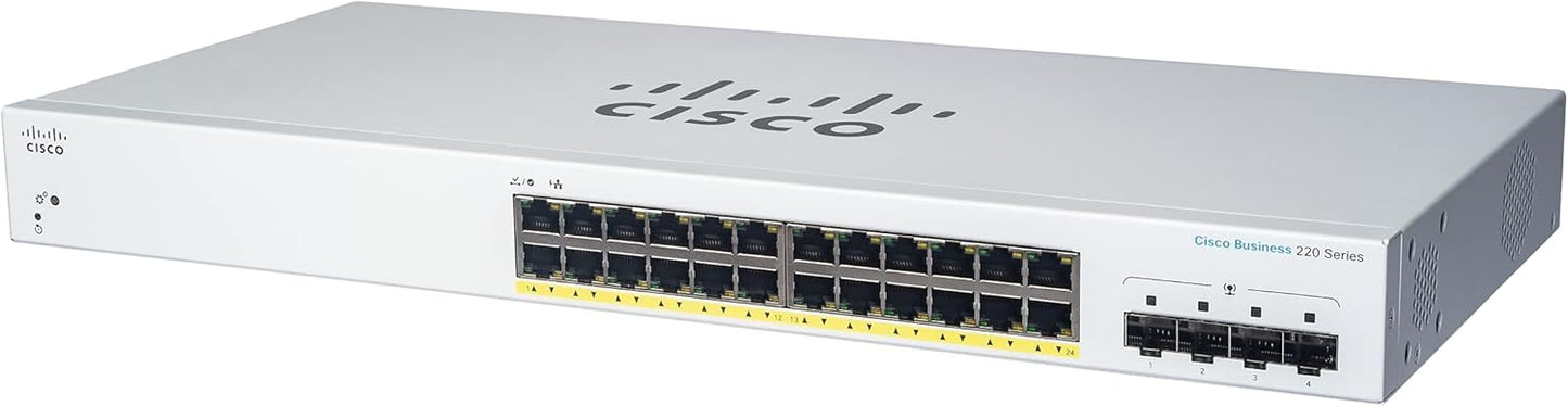 Cisco Business Cbs220-24T-4G Smart Switch | 24 Port Ge | 4X1G Sfp | 3-Year Limited Hardware Warranty (Cbs220-24T-4G-Na)