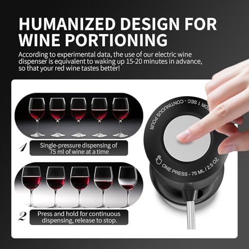 Rechargeable Wine aerator Electric Wine Decanter, Automatic Wine Dispenser withStorage Base,Two Modes:long press to contin...