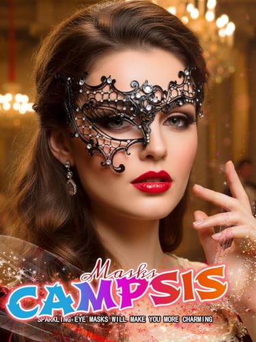 Campsis Masquerade Mask Black Masquerade Ball Mask Metal Rhinestone Venetian Party Masks for Women