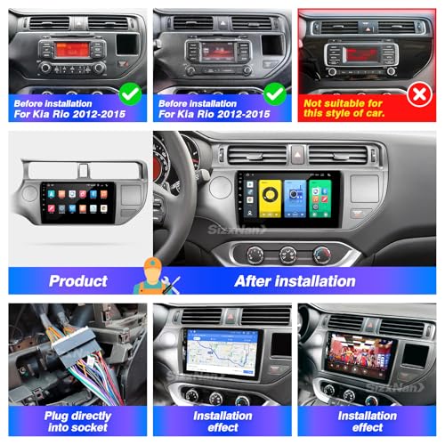 SizxNanv for KIA RIO 2012 2013 2014 2015 Radio Compatible with Wireless Carplay Android Auto,Car Stereo Bluetooth Navigati...