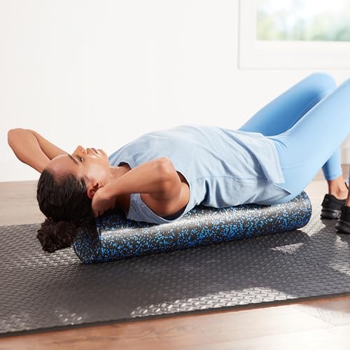 Amazon Basics High Density Foam Roller for Exercise and Recovery, 18 Inches, Blue Speckled
