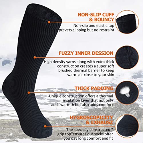 2 Pack Mens Winter Warm Thick Thermal Socks for Women Full Cushioned Insulated Heated Crew Boot Socks for Hiking Skiing