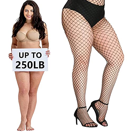 Buauty Black Fishnet Stockings for Women, Fishnet Tights Plus Size One Size Fit All