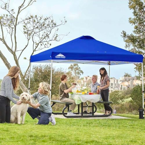 EAGLE PEAK Pop Up Canopy Tent with Wheeled Carry Bag, 8 Stakes, 4 Ropes, 4 Weight Bags, Easy Set Up Tent Canopy, 10x10 ft,...