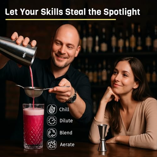 Nexsujo Boston Shaker Set, Professional Cocktail Shaker Set (18oz/28oz), Weighted Stainless Steel Bar Shaker for Bartendin...
