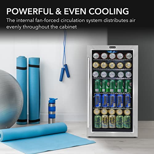 Whynter Beverage Refrigerator with Double-Layer Glass Door, 127-Can 3.1 Cu Ft Freestanding Drink Mini Fridge, BR-130SB, St...