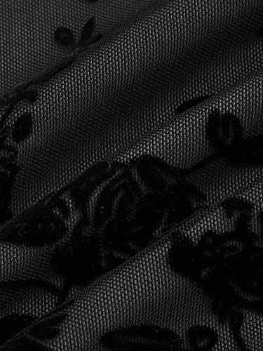 Verdusa Women's Mini Dress Floral Spaghetti Strap Mesh Dresses Going Out Festival Concert Outfits Grunge Gothic Clothes